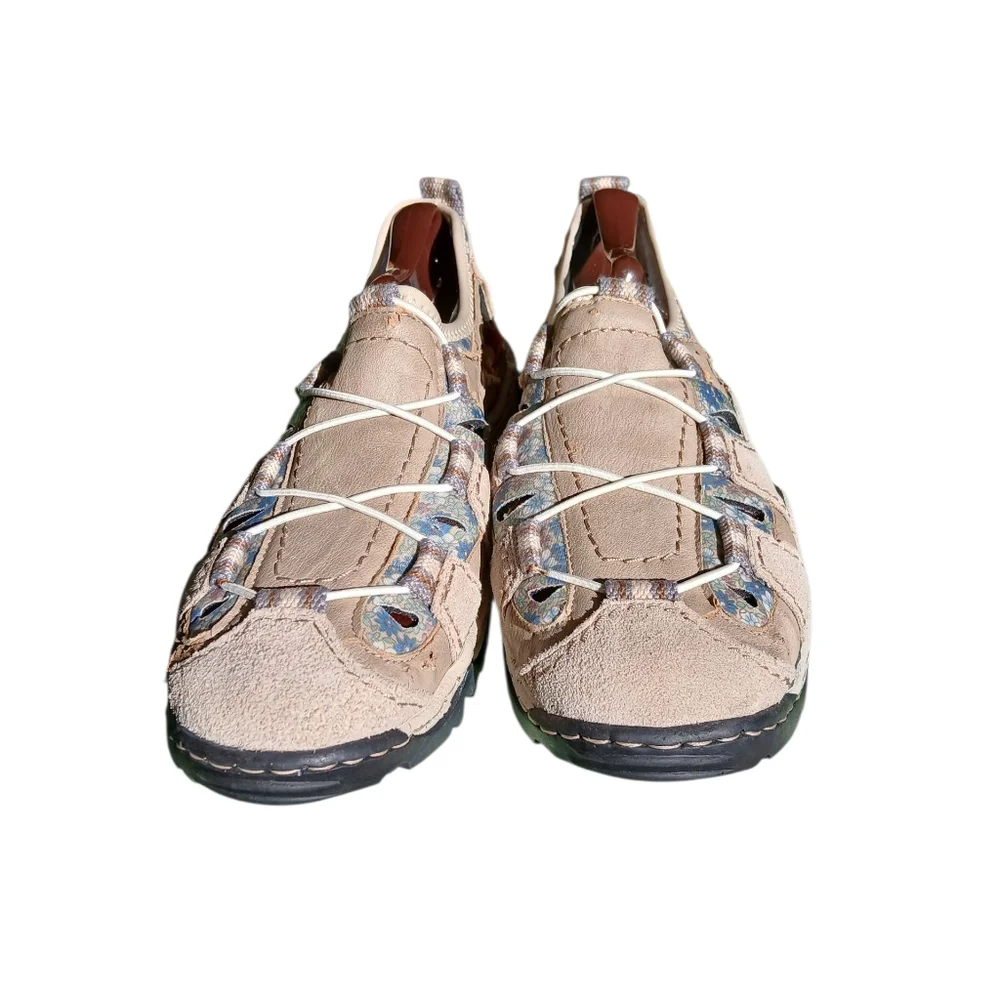 Rieker Men's Size 42 Beige Outdoor Sandals with White Laces